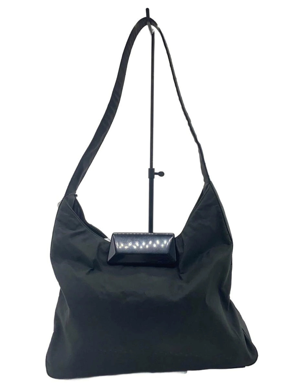 Prada Arque Vitello Daino Leather Hobo Shoulder Bag Black